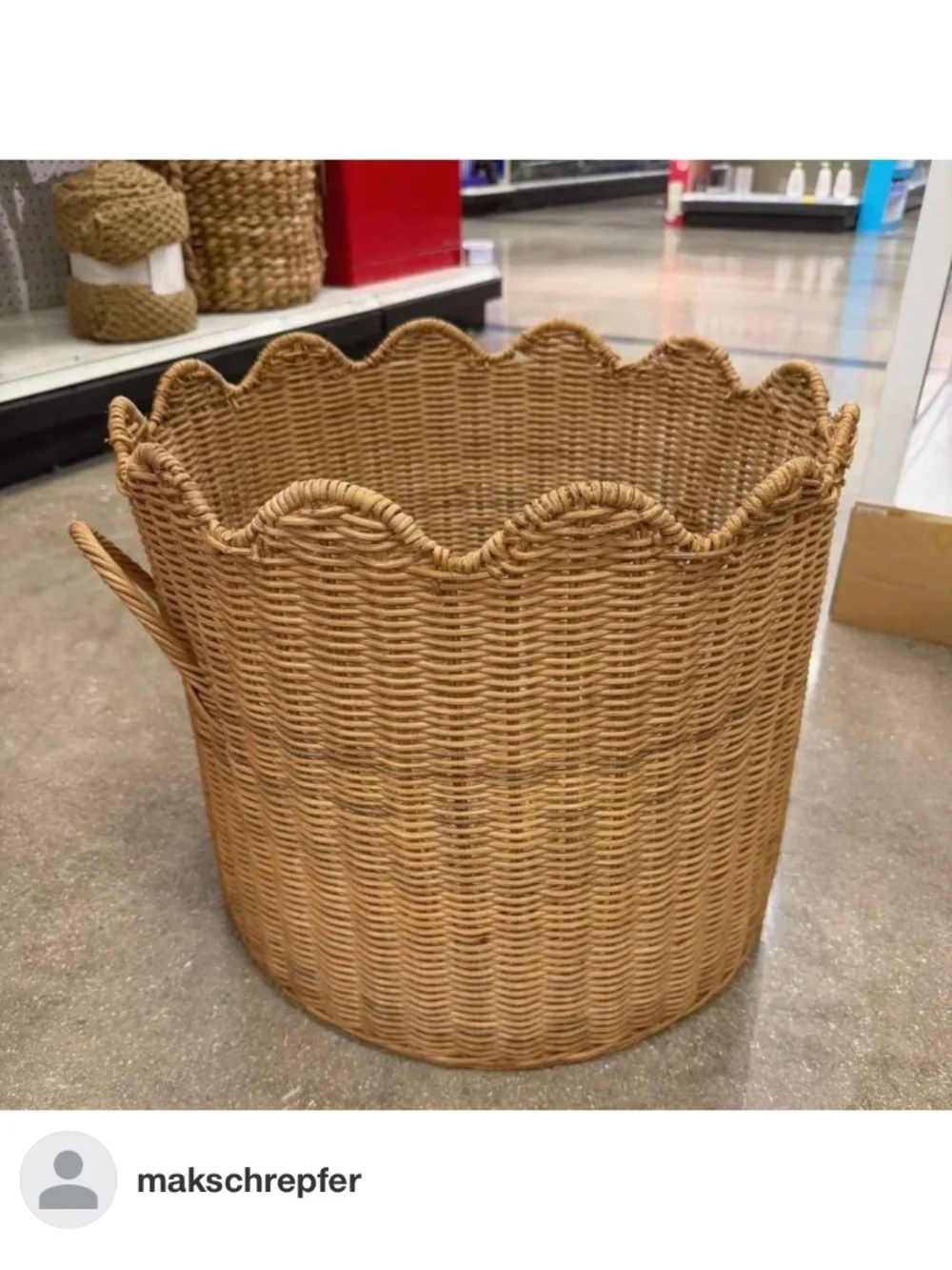 Scalloped Edge Woven Natural Rattan Basket - Threshold